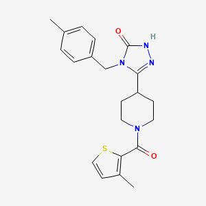molecular formula C21H24N4O2S B2658662 4-(4-methylbenzyl)-5-{1-[(3-methyl-2-thienyl)carbonyl]piperidin-4-yl}-2,4-dihydro-3H-1,2,4-triazol-3-one CAS No. 1775549-25-1