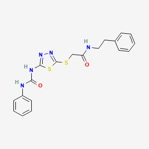 molecular formula C19H19N5O2S2 B2658663 N-phenethyl-2-((5-(3-phenylureido)-1,3,4-thiadiazol-2-yl)thio)acetamide CAS No. 898462-57-2