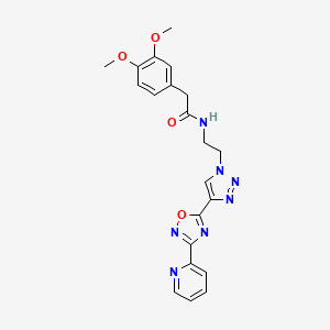 molecular formula C21H21N7O4 B2658667 2-(3,4-dimethoxyphenyl)-N-(2-(4-(3-(pyridin-2-yl)-1,2,4-oxadiazol-5-yl)-1H-1,2,3-triazol-1-yl)ethyl)acetamide CAS No. 2034393-53-6