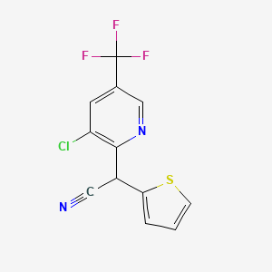molecular formula C12H6ClF3N2S B2658672 2-[3-Chloro-5-(trifluoromethyl)-2-pyridinyl]-2-(2-thienyl)acetonitrile CAS No. 338407-61-7