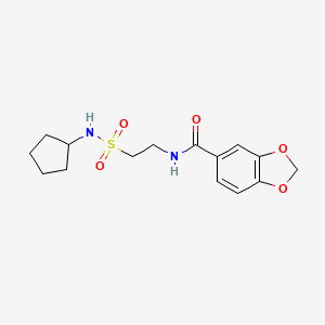 molecular formula C15H20N2O5S B2658675 N-[2-(cyclopentylsulfamoyl)ethyl]-1,3-benzodioxole-5-carboxamide CAS No. 899980-46-2