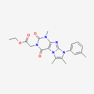 molecular formula C21H23N5O4 B2658680 ethyl 2-(1,6,7-trimethyl-2,4-dioxo-8-(m-tolyl)-1H-imidazo[2,1-f]purin-3(2H,4H,8H)-yl)acetate CAS No. 877644-58-1