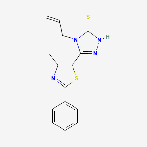 molecular formula C15H14N4S2 B2658689 4-烯丙基-5-(4-甲基-2-苯基-1,3-噻唑-5-基)-4H-1,2,4-三唑-3-硫醇 CAS No. 400082-03-3