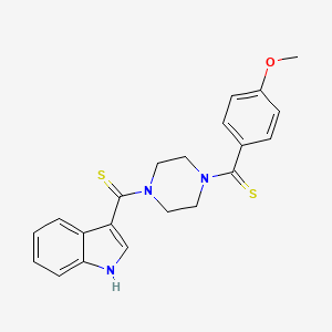 molecular formula C21H21N3OS2 B2658690 (4-(1H-吲哚-3-甲硫羰基)哌嗪-1-基)(4-甲氧基苯基)甲硫酮 CAS No. 887197-40-2