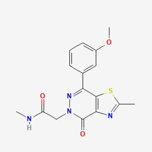 molecular formula C16H16N4O3S B2658691 2-(7-(3-甲氧苯基)-2-甲基-4-氧代噻唑并[4,5-d]嘧啶-5(4H)-基)-N-甲基乙酰胺 CAS No. 941968-85-0