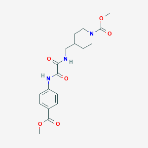 molecular formula C18H23N3O6 B2658695 4-((2-((4-(甲氧羰基)苯基)氨基)-2-氧代乙酰胺)甲基)哌啶-1-羧酸甲酯 CAS No. 1235658-87-3