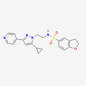 molecular formula C21H22N4O3S B2658697 N-(2-(5-环丙基-3-(吡啶-4-基)-1H-吡唑-1-基)乙基)-2,3-二氢苯并呋喃-5-磺酰胺 CAS No. 1797976-90-9