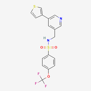 molecular formula C17H13F3N2O3S2 B2658701 N-((5-(thiophen-3-yl)pyridin-3-yl)methyl)-4-(trifluoromethoxy)benzenesulfonamide CAS No. 1798539-66-8