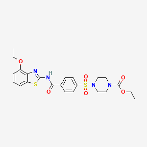 molecular formula C23H26N4O6S2 B2658702 4-((4-((4-乙氧基苯并[d]噻唑-2-基)氨基羰基)苯基)磺酰基)哌嗪-1-羧酸乙酯 CAS No. 477506-06-2