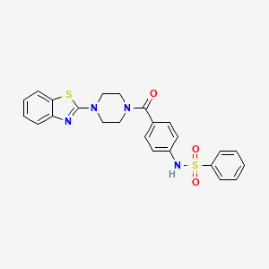molecular formula C24H22N4O3S2 B2658703 N-(4-(4-(苯并[d]噻唑-2-基)哌嗪-1-羰基)苯基)苯磺酰胺 CAS No. 886902-04-1