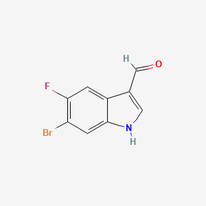 molecular formula C9H5BrFNO B2658708 6-Bromo-5-fluoro-1H-indole-3-carbaldehyde CAS No. 1227496-42-5