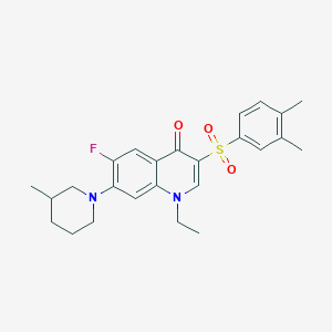 molecular formula C25H29FN2O3S B2658710 3-((3,4-二甲苯基)磺酰基)-1-乙基-6-氟-7-(3-甲基哌啶-1-基)喹啉-4(1H)-酮 CAS No. 892766-08-4