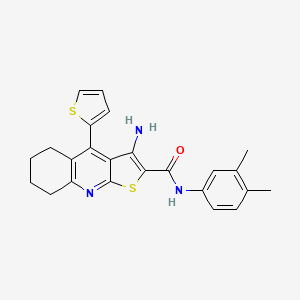 molecular formula C24H23N3OS2 B2658717 3-氨基-N-(3,4-二甲基苯基)-4-(噻吩-2-基)-5,6,7,8-四氢噻吩并[2,3-b]喹啉-2-甲酰胺 CAS No. 393847-57-9
