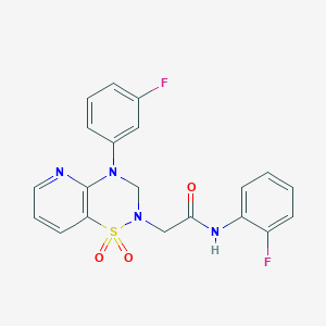 molecular formula C20H16F2N4O3S B2658726 N-(2-氟苯基)-2-(4-(3-氟苯基)-1,1-二氧化-3,4-二氢-2H-吡啶并[2,3-e][1,2,4]噻二嗪-2-基)乙酰胺 CAS No. 1251576-97-2