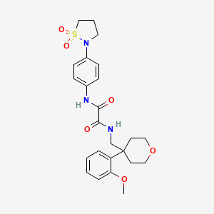 molecular formula C24H29N3O6S B2658728 N1-(4-(1,1-dioxidoisothiazolidin-2-yl)phenyl)-N2-((4-(2-methoxyphenyl)tetrahydro-2H-pyran-4-yl)methyl)oxalamide CAS No. 1251565-44-2