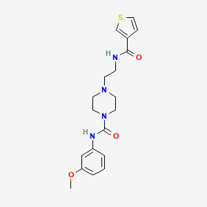 molecular formula C19H24N4O3S B2658730 N-(3-甲氧基苯基)-4-(2-(噻吩-3-羧酰胺)乙基)哌嗪-1-甲酰胺 CAS No. 1219906-97-4