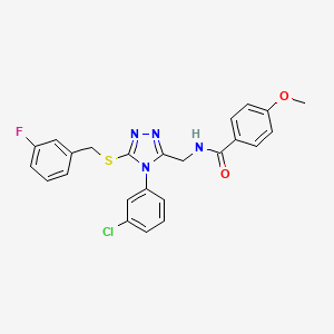 molecular formula C24H20ClFN4O2S B2658739 N-[[4-(3-chlorophenyl)-5-[(3-fluorophenyl)methylsulfanyl]-1,2,4-triazol-3-yl]methyl]-4-methoxybenzamide CAS No. 476449-62-4