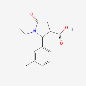 molecular formula C14H17NO3 B2658740 1-Ethyl-2-(3-methylphenyl)-5-oxopyrrolidine-3-carboxylic acid CAS No. 887361-19-5