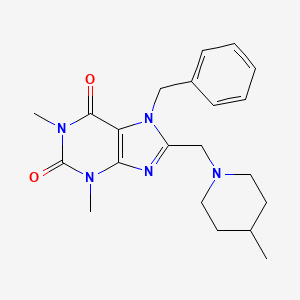 7-benzyl-1,3-dimethyl-8-[(4-methylpiperidin-1-yl)methyl]-3,7-dihydro-1H-purine-2,6-dione