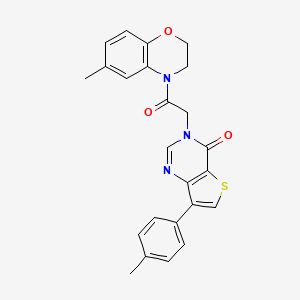 molecular formula C24H21N3O3S B2658750 3-[2-(6-methyl-2,3-dihydro-4H-1,4-benzoxazin-4-yl)-2-oxoethyl]-7-(4-methylphenyl)thieno[3,2-d]pyrimidin-4(3H)-one CAS No. 1207049-26-0