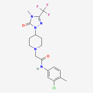 molecular formula C18H21ClF3N5O2 B2658777 N-(3-chloro-4-methylphenyl)-2-(4-(4-methyl-5-oxo-3-(trifluoromethyl)-4,5-dihydro-1H-1,2,4-triazol-1-yl)piperidin-1-yl)acetamide CAS No. 2034291-75-1