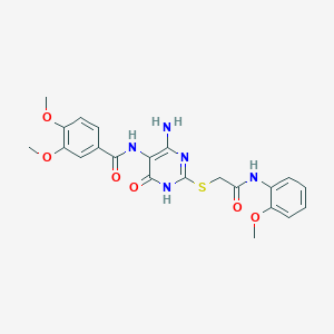 N-(4-amino-2-((2-((2-methoxyphenyl)amino)-2-oxoethyl)thio)-6-oxo-1,6-dihydropyrimidin-5-yl)-3,4-dimethoxybenzamide