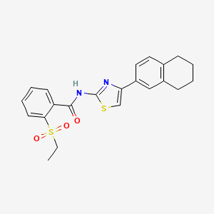 molecular formula C22H22N2O3S2 B2658780 2-(ethylsulfonyl)-N-(4-(5,6,7,8-tetrahydronaphthalen-2-yl)thiazol-2-yl)benzamide CAS No. 898459-14-8