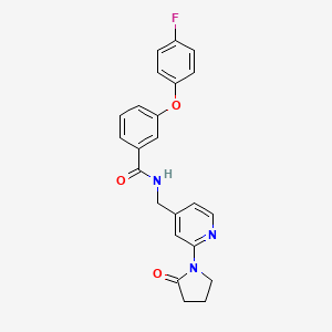 molecular formula C23H20FN3O3 B2658782 3-(4-fluorophenoxy)-N-((2-(2-oxopyrrolidin-1-yl)pyridin-4-yl)methyl)benzamide CAS No. 2034536-22-4