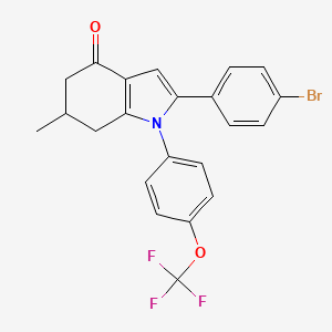 molecular formula C22H17BrF3NO2 B2658791 2-(4-bromophenyl)-6-methyl-1-[4-(trifluoromethoxy)phenyl]-6,7-dihydro-5H-indol-4-one CAS No. 1024400-40-5