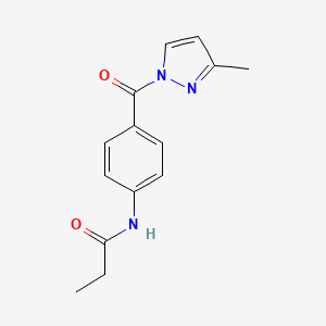 molecular formula C14H15N3O2 B2658793 N-[4-(3-Methyl-pyrazole-1-carbonyl)-phenyl]-propionamide CAS No. 511516-92-0