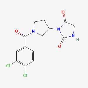 molecular formula C14H13Cl2N3O3 B2658803 3-(1-(3,4-Dichlorobenzoyl)pyrrolidin-3-yl)imidazolidine-2,4-dione CAS No. 2034311-83-4