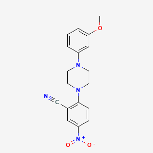 molecular formula C18H18N4O3 B2658806 2-[4-(3-Methoxyphenyl)piperazin-1-yl]-5-nitrobenzonitrile CAS No. 945299-91-2
