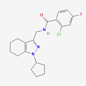 molecular formula C20H23ClFN3O B2658810 2-chloro-N-((1-cyclopentyl-4,5,6,7-tetrahydro-1H-indazol-3-yl)methyl)-4-fluorobenzamide CAS No. 1448137-50-5