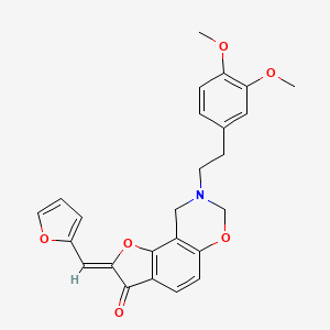 molecular formula C25H23NO6 B2658828 (Z)-8-(3,4-dimethoxyphenethyl)-2-(furan-2-ylmethylene)-8,9-dihydro-2H-benzofuro[7,6-e][1,3]oxazin-3(7H)-one CAS No. 929961-66-0