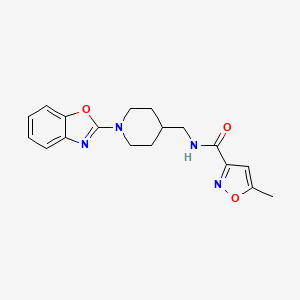 molecular formula C18H20N4O3 B2658834 N-((1-(benzo[d]oxazol-2-yl)piperidin-4-yl)methyl)-5-methylisoxazole-3-carboxamide CAS No. 1797725-55-3