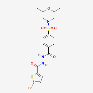 molecular formula C18H20BrN3O5S2 B2658836 5-bromo-N'-[4-(2,6-dimethylmorpholin-4-yl)sulfonylbenzoyl]thiophene-2-carbohydrazide CAS No. 476358-29-9