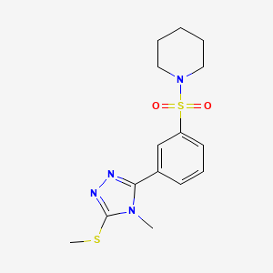 molecular formula C15H20N4O2S2 B2658851 1-((3-(4-甲基-5-(甲基硫基)-4H-1,2,4-三唑-3-基)苯基)磺酰基)哌啶 CAS No. 941244-34-4