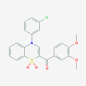 molecular formula C23H18ClNO5S B2658854 [4-(3-chlorophenyl)-1,1-dioxido-4H-1,4-benzothiazin-2-yl](3,4-dimethoxyphenyl)methanone CAS No. 1114853-31-4