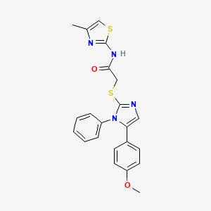 molecular formula C22H20N4O2S2 B2658858 2-((5-(4-methoxyphenyl)-1-phenyl-1H-imidazol-2-yl)thio)-N-(4-methylthiazol-2-yl)acetamide CAS No. 1206993-26-1