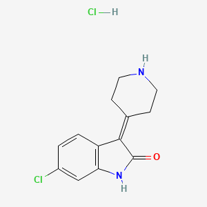molecular formula C13H14Cl2N2O B2658864 6-chloro-3-(piperidin-4-ylidene)-2,3-dihydro-1H-indol-2-one hydrochloride CAS No. 1240526-91-3