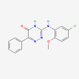 molecular formula C16H13ClN4O2 B2658903 3-[(5-Chloro-2-methoxyphenyl)amino]-6-phenyl-1,2,4-triazin-5-ol CAS No. 881435-25-2