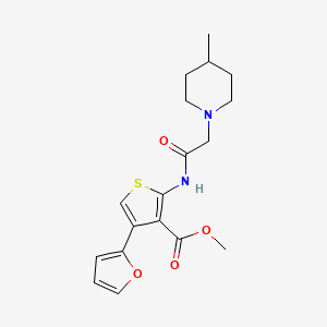 molecular formula C18H22N2O4S B2658918 Methyl 4-(furan-2-yl)-2-(2-(4-methylpiperidin-1-yl)acetamido)thiophene-3-carboxylate CAS No. 683780-02-1