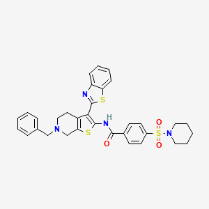 molecular formula C33H32N4O3S3 B2658938 N-(3-(苯并[d]噻唑-2-基)-6-苄基-4,5,6,7-四氢噻吩并[2,3-c]吡啶-2-基)-4-(哌啶-1-基磺酰基)苯甲酰胺 CAS No. 524695-09-8