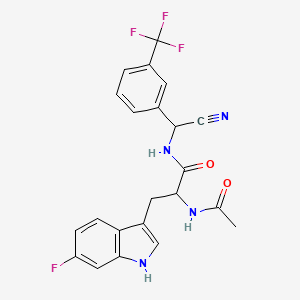 molecular formula C22H18F4N4O2 B2658974 2-Acetamido-N-[cyano-[3-(trifluoromethyl)phenyl]methyl]-3-(6-fluoro-1H-indol-3-yl)propanamide CAS No. 2305276-15-5