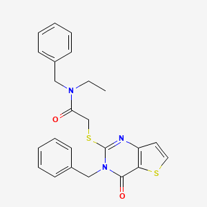 molecular formula C24H23N3O2S2 B2658984 N-benzyl-2-({3-benzyl-4-oxo-3H,4H-thieno[3,2-d]pyrimidin-2-yl}sulfanyl)-N-ethylacetamide CAS No. 1252929-72-8