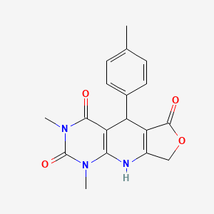 molecular formula C18H17N3O4 B2658987 1,3-二甲基-5-(对甲苯基)-8,9-二氢呋喃[3',4':5,6]吡啶并[2,3-d]嘧啶-2,4,6(1H,3H,5H)-三酮 CAS No. 854137-39-6