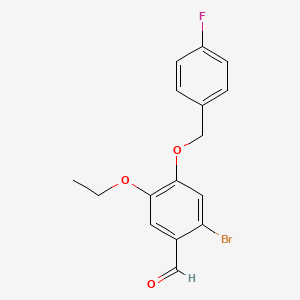 molecular formula C16H14BrFO3 B2658994 2-Bromo-5-ethoxy-4-[(4-fluorobenzyl)oxy]benzaldehyde CAS No. 872183-24-9
