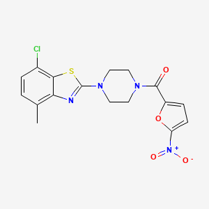 molecular formula C17H15ClN4O4S B2659003 (4-(7-氯-4-甲基苯并[d]噻唑-2-基)哌嗪-1-基)(5-硝基呋喃-2-基)甲酮 CAS No. 897488-27-6