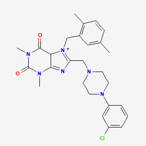 molecular formula C27H31ClN6O2 B2659009 8-{[4-(3-chlorophenyl)piperazin-1-yl]methyl}-7-[(2,5-dimethylphenyl)methyl]-1,3-dimethyl-2,3,6,7-tetrahydro-1H-purine-2,6-dione CAS No. 919867-28-0