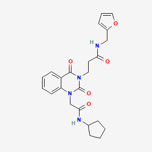 molecular formula C23H26N4O5 B2659022 3-{1-[(cyclopentylcarbamoyl)methyl]-2,4-dioxo-1,2,3,4-tetrahydroquinazolin-3-yl}-N-[(furan-2-yl)methyl]propanamide CAS No. 899788-29-5